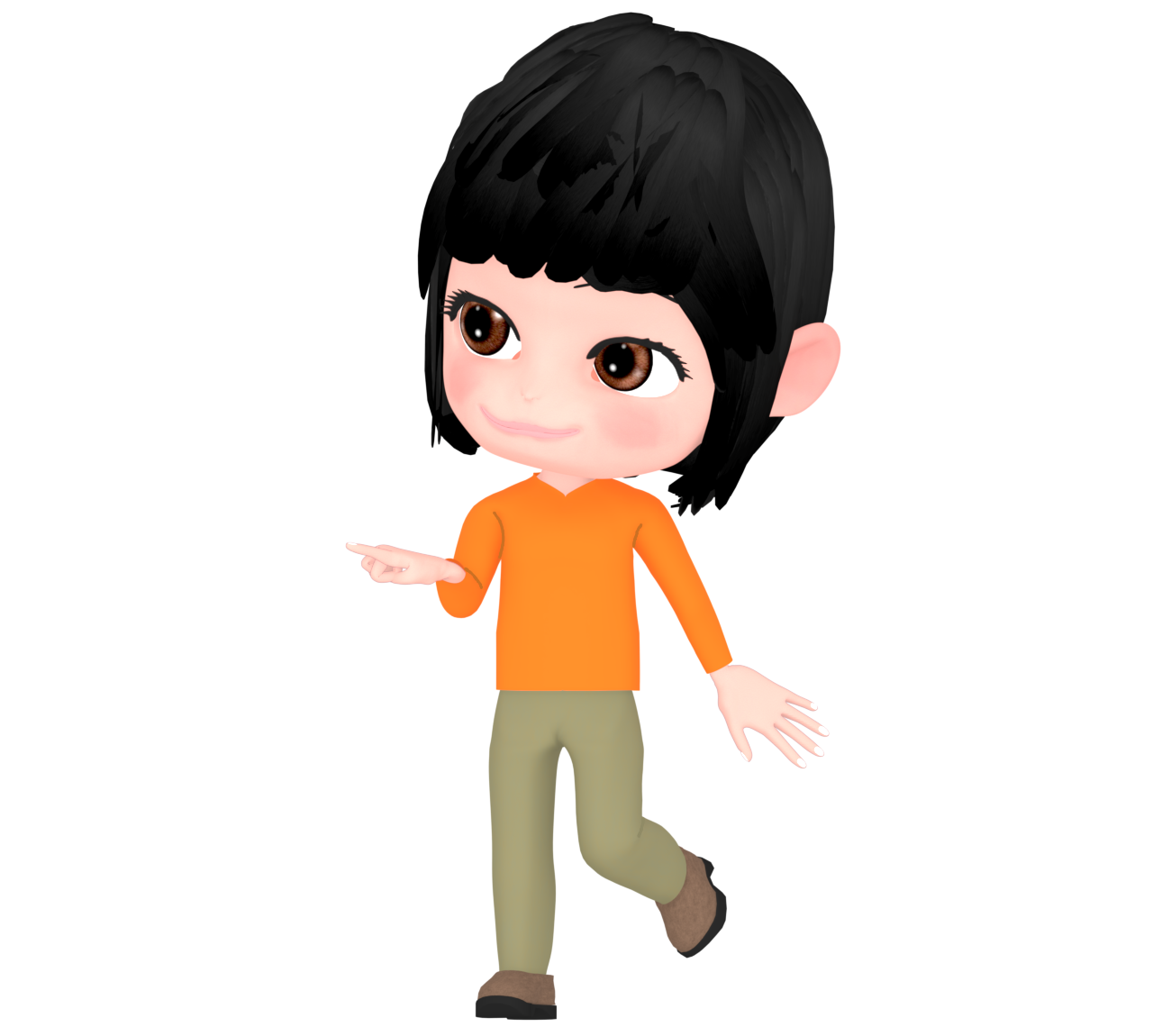 指をさす笑顔の女性のイラスト