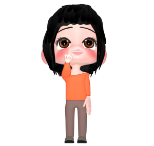空を指差す笑顔の女性のイラスト