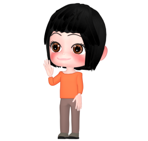 笑顔で手を挙げる女性のイラスト