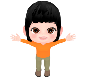 笑顔で両手を広げる女性のイラスト