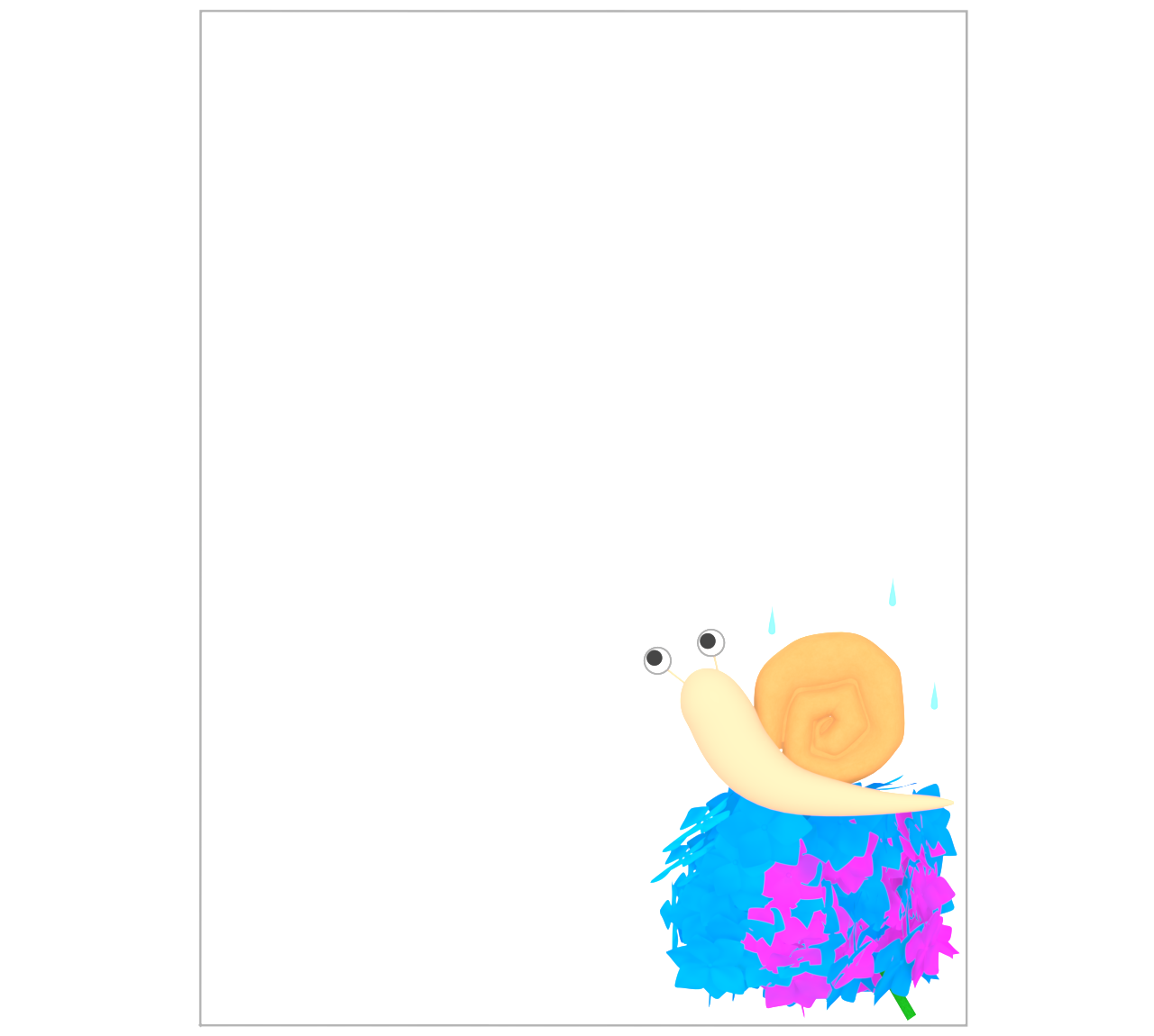 カタツムリと紫陽花のテンプレート