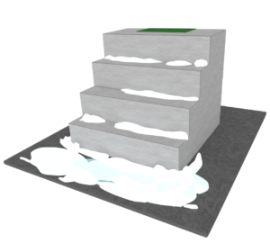 雪が積もる階段のイラスト