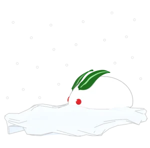 雪の中にいる雪うさぎのイラスト