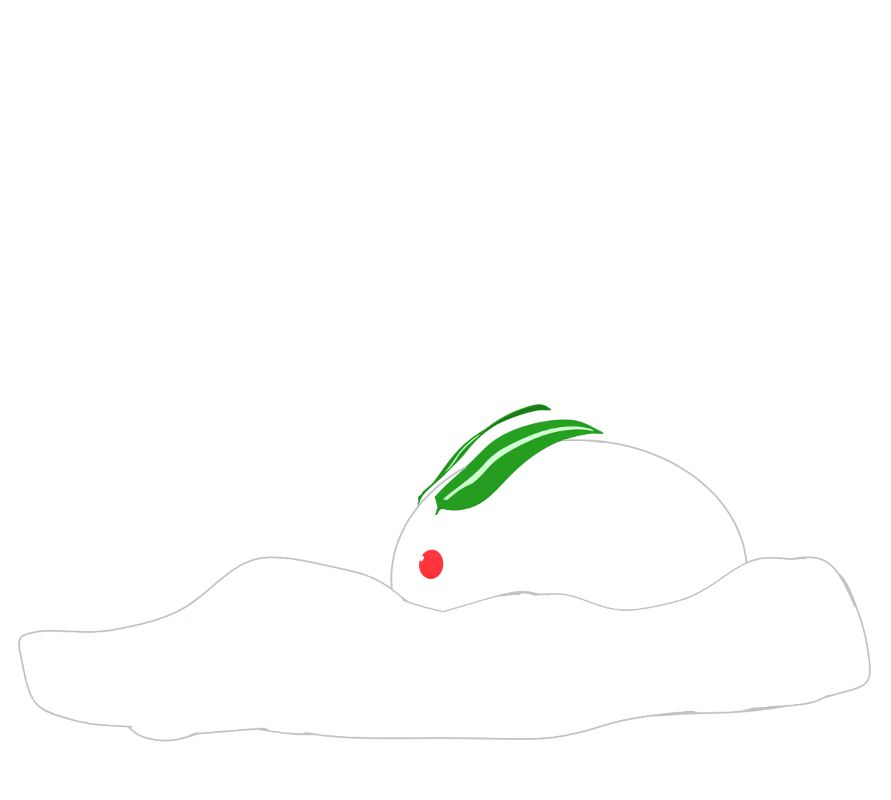 雪の上にいる雪うさぎのイラスト