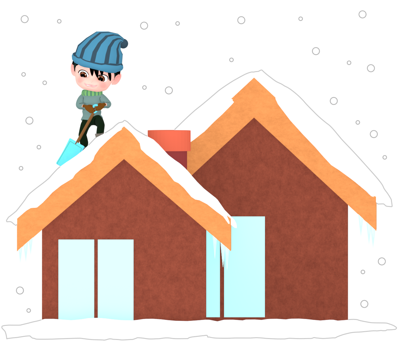 雪下ろしのイラスト