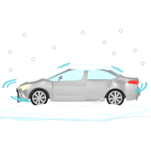 雪でスリップする車のイラスト