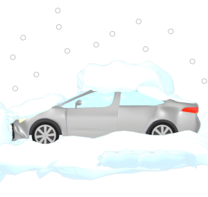 雪で立ち往生する車のイラスト