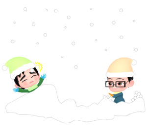 雪合戦を楽しむ男の子のイラスト