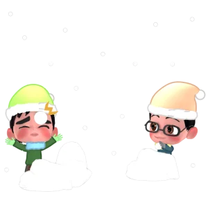 雪合戦を楽しむ男の子のイラスト