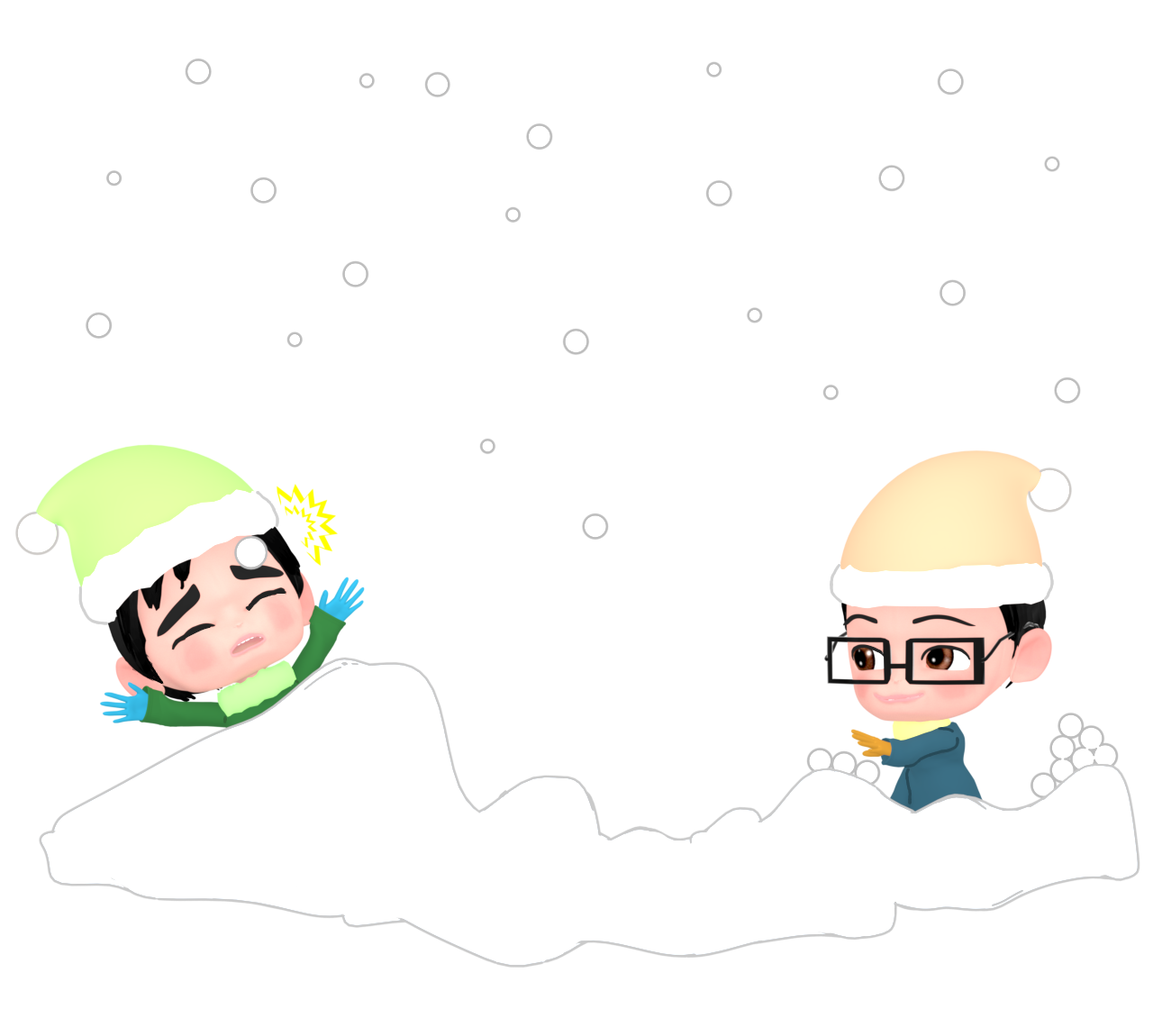 雪合戦を楽しむ男の子のイラスト