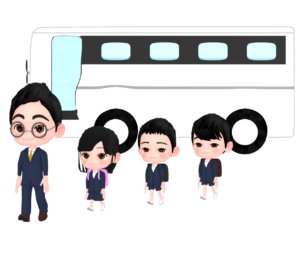 社会化見学の小学生のイラスト