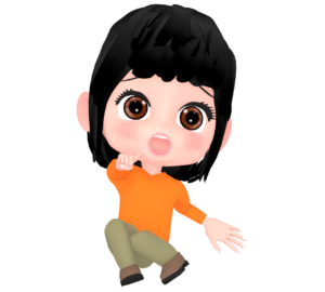 驚いて腰が抜ける女性のイラスト