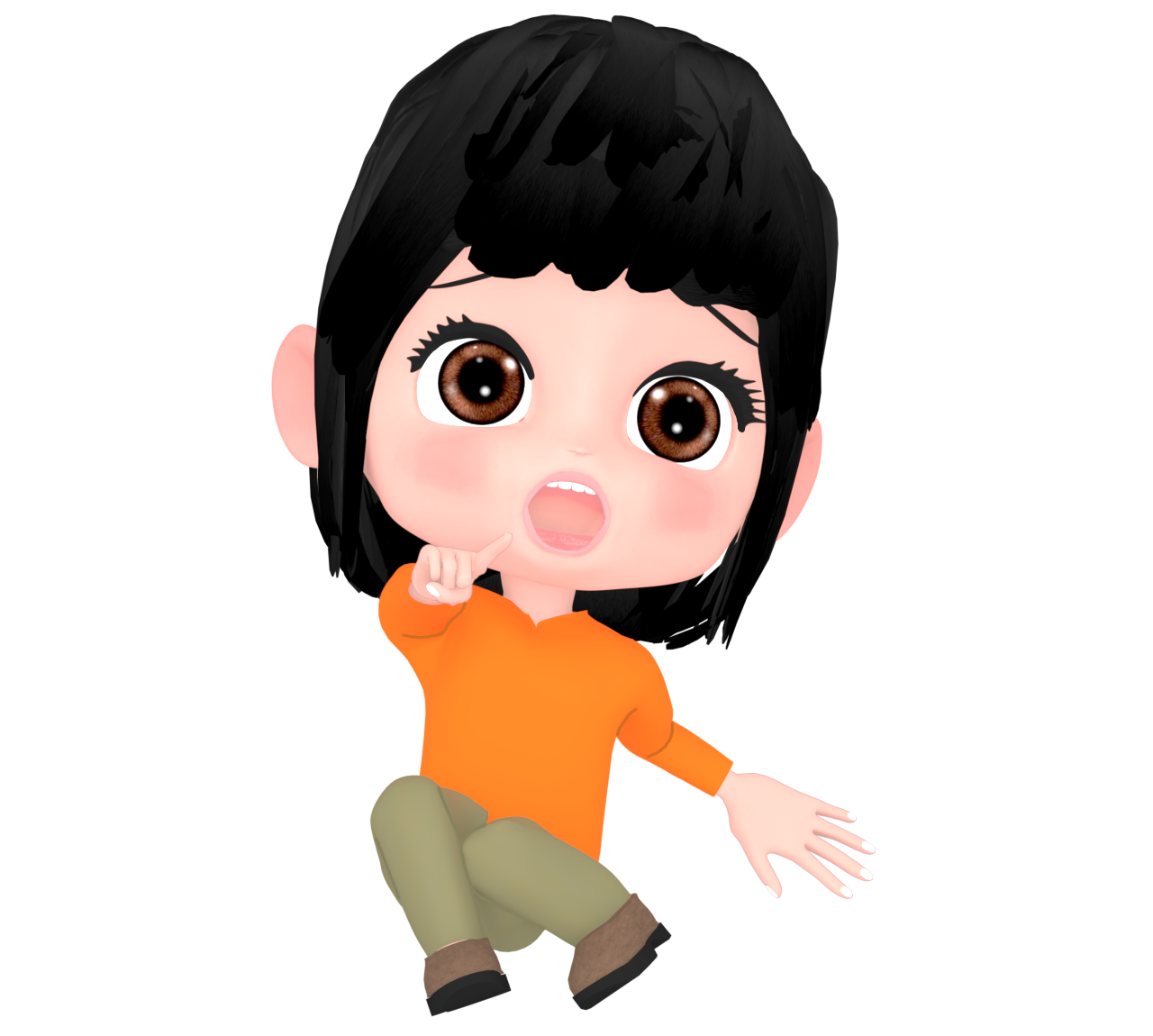 驚いて腰が抜ける女性のイラスト