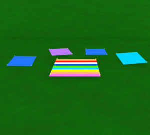 場所取りで広げるレジャーシートのイラスト