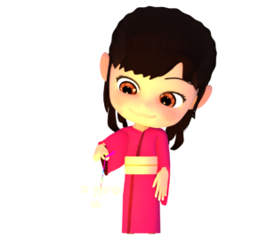 線香花火をする女の子のイラスト