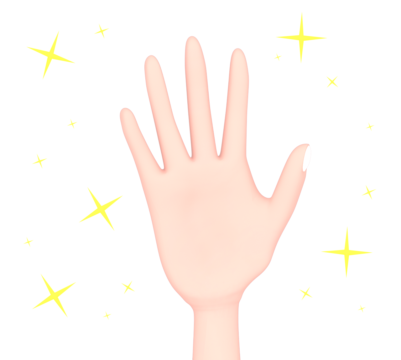 キラキラした綺麗な右手のイラスト