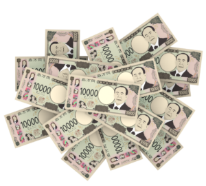 散財をするお金のイラスト