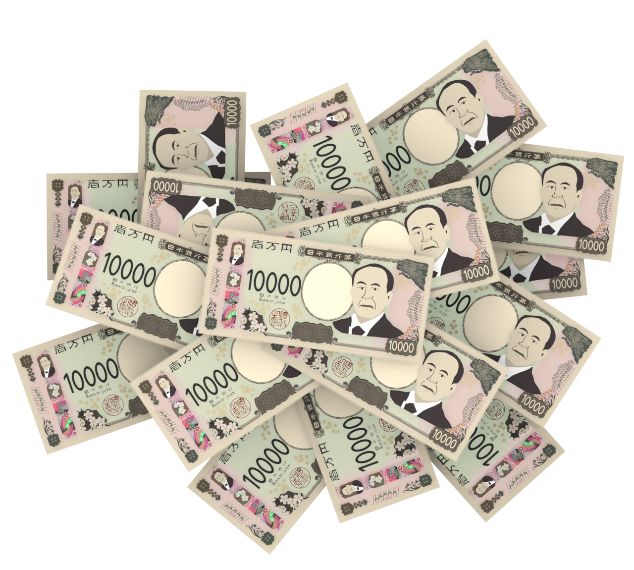 散財をするお金のイラスト