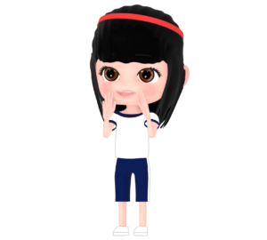 運動会で応援をする女子生徒のイラスト