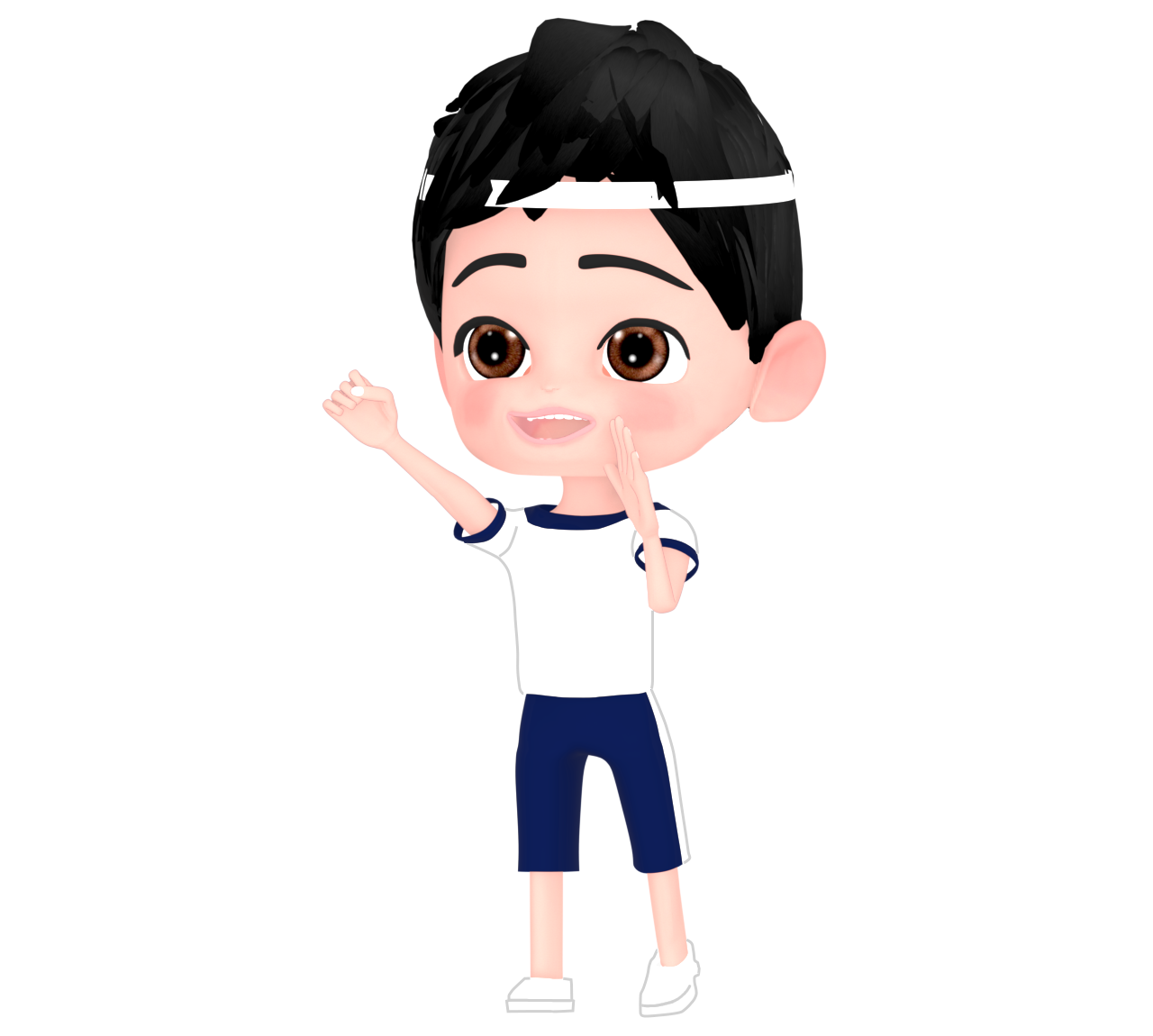 運動会で応援をする生徒のイラスト