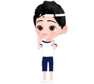 運動会で応援をする白組の男子生徒のイラスト