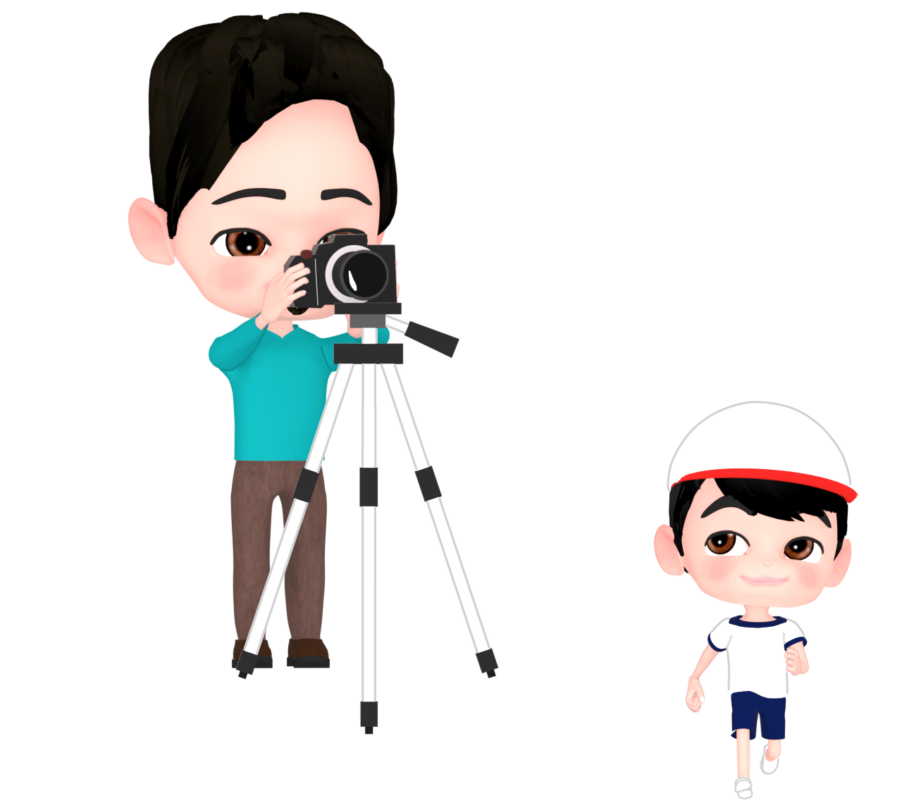 運動会で子どもを撮るイラスト