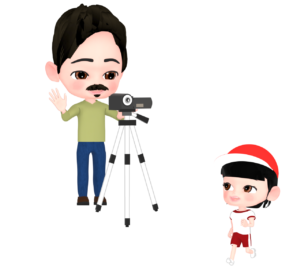 運動会で子供を撮影するお父さんのイラスト