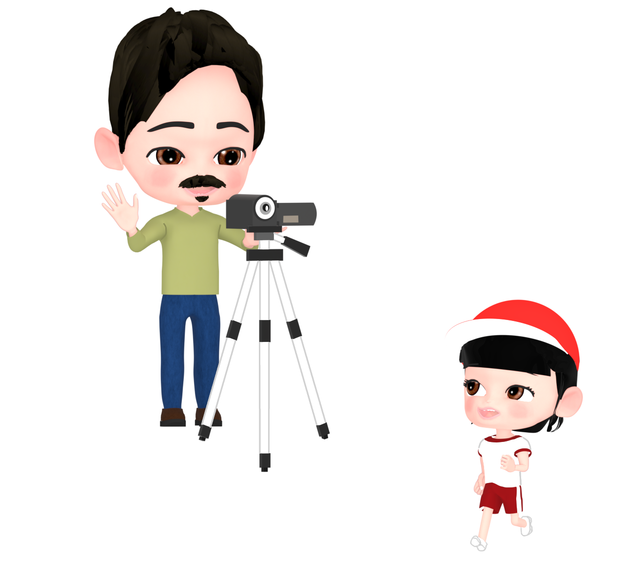 運動会で子供を撮影するお父さんのイラスト