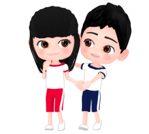 運動会でフォークダンスを踊る生徒のイラスト