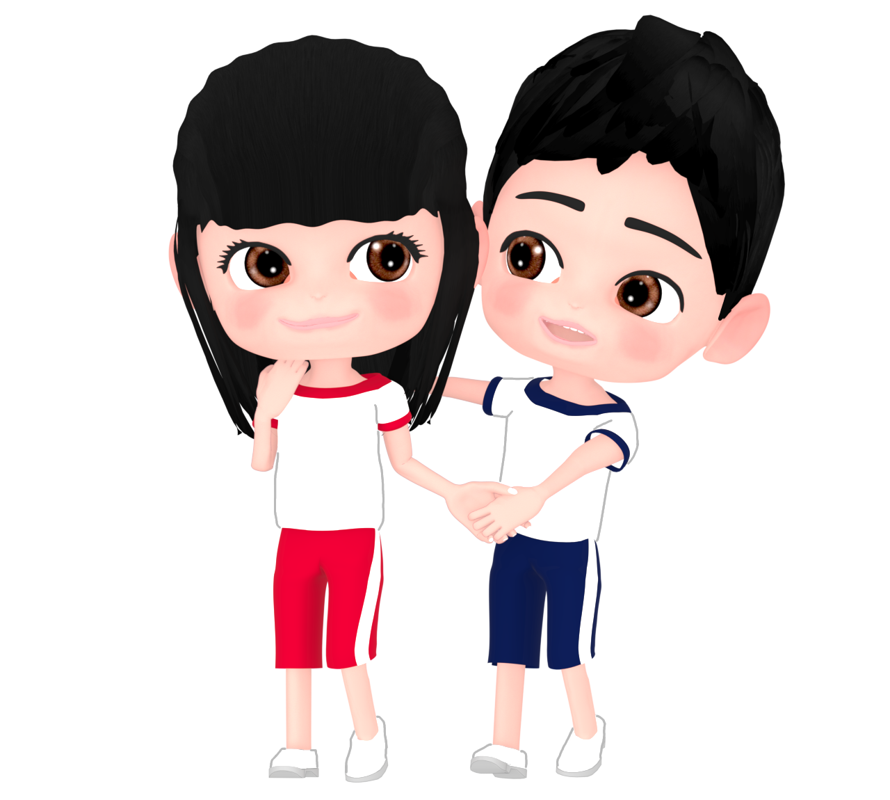 運動会でフォークダンスを踊る生徒のイラスト