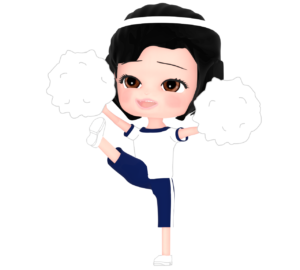 運動会でポンポンを持つ女子のイラスト