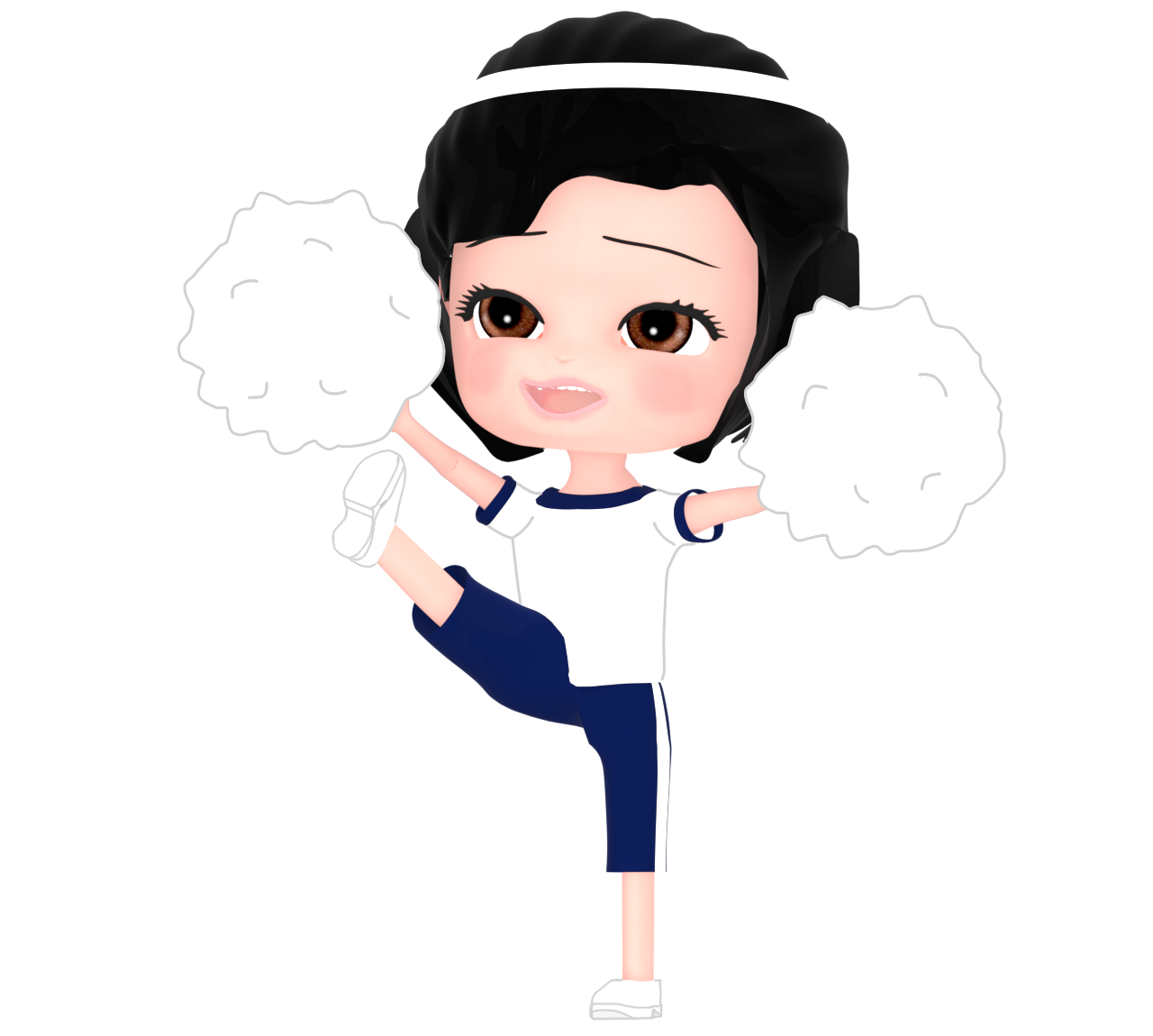 運動会でポンポンを持つ女子のイラスト