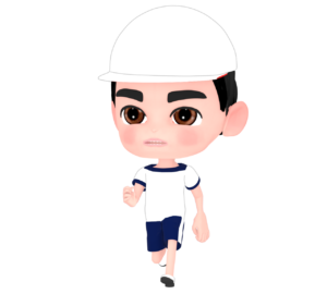 運動会で走る小学生の男の子のイラスト