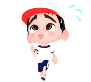 運動会で汗を流しながら走る男の子のイラスト