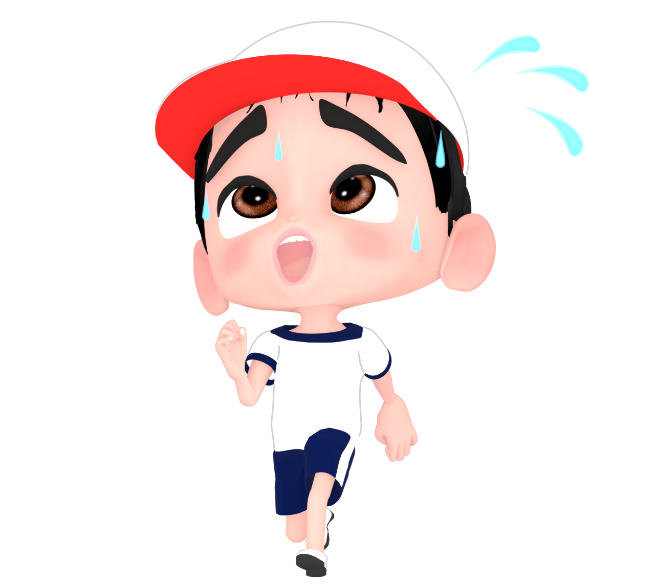 運動会で汗を流しながら走る男の子のイラスト