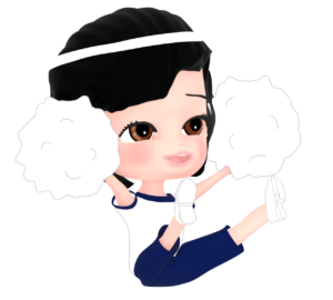 体育祭で応援をするイラスト（白組）