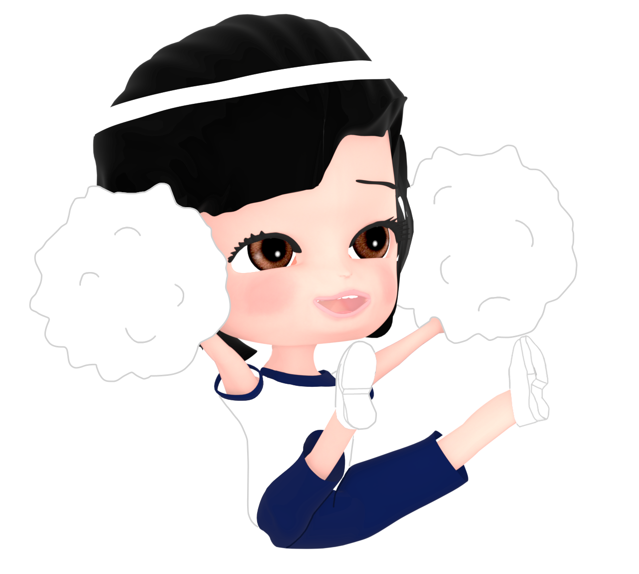 体育祭で応援をするイラスト（白組）