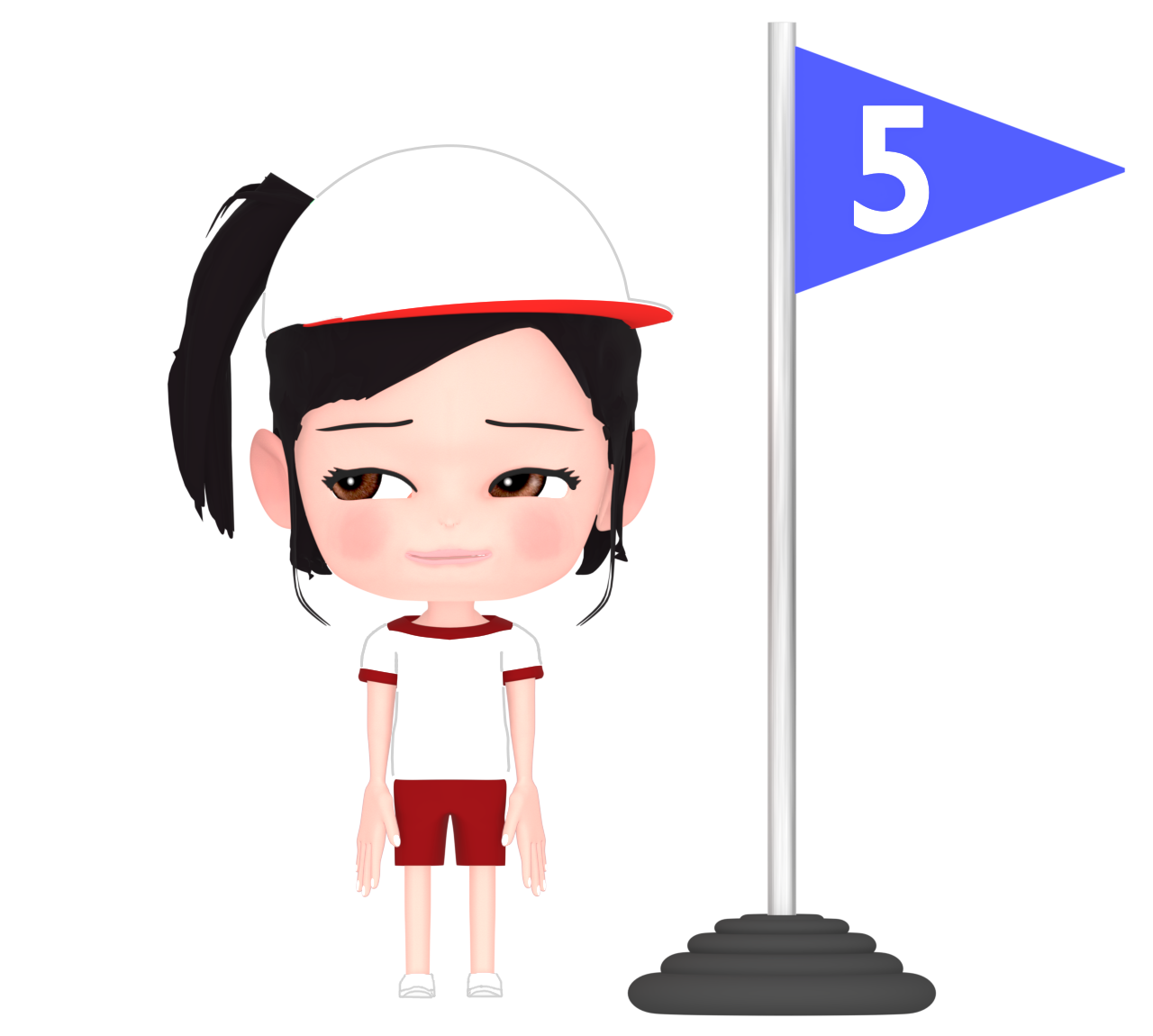 短距離走で５位の女の子のイラスト