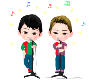 スタンドマイクで歌うアイドルのイラスト