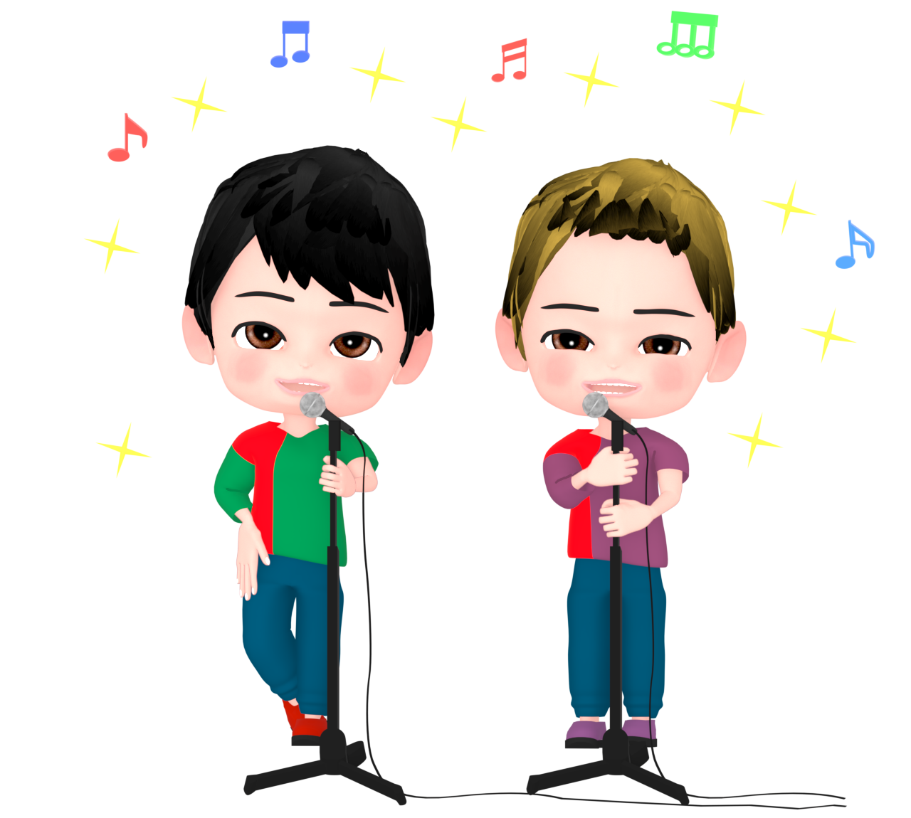 スタンドマイクで歌うアイドルのイラスト