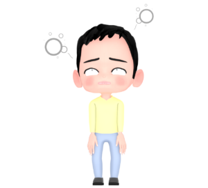 立ったまま放心状態になる男性のイラスト
