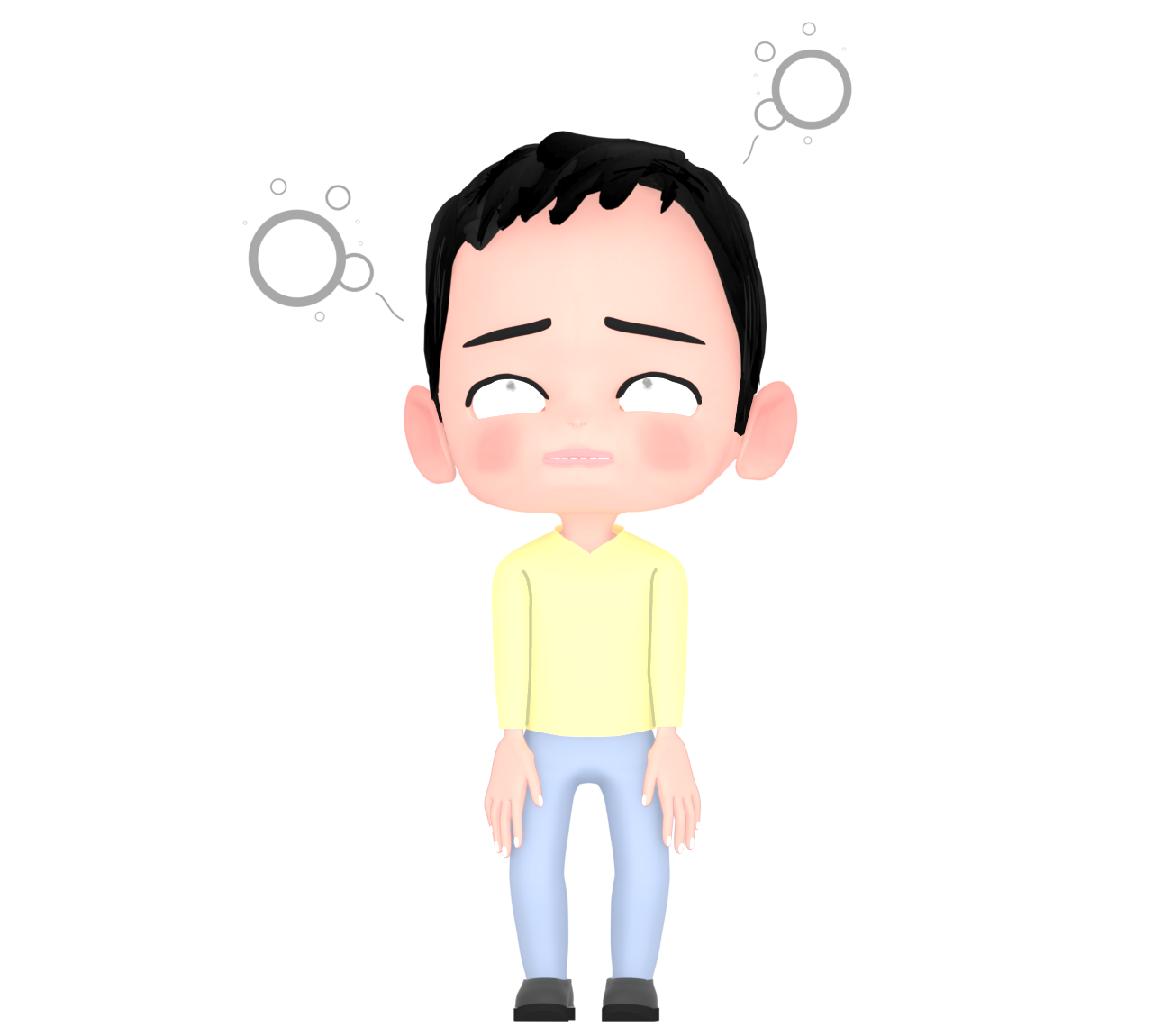 立ったまま放心状態になる男性のイラスト