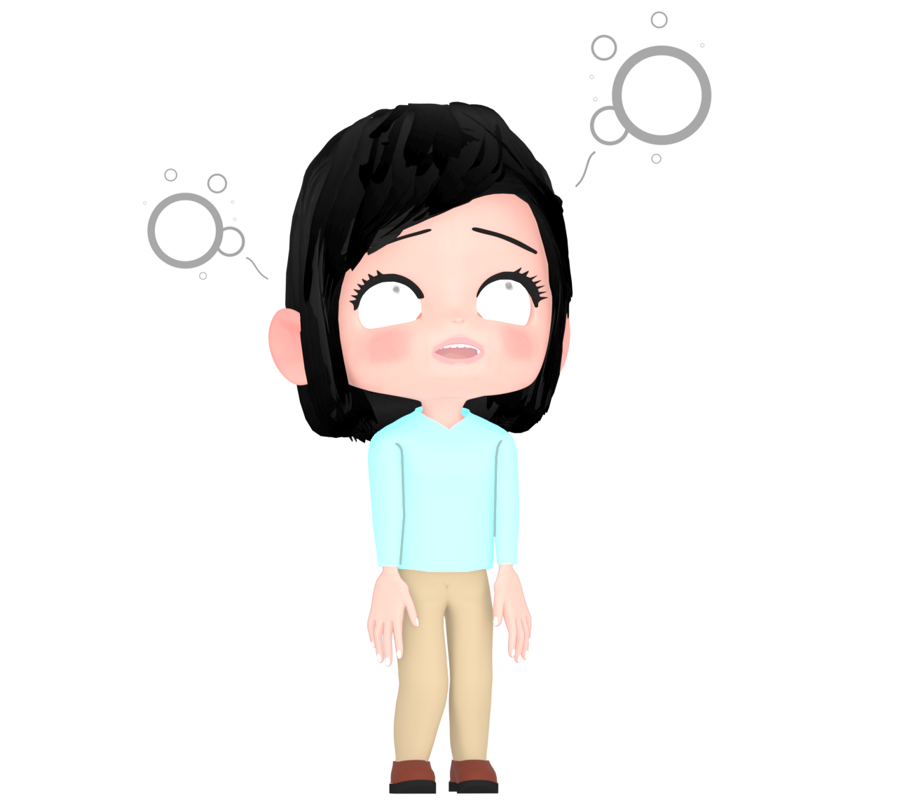 その場で立つ放心状態の女性のイラスト