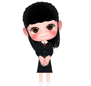 前を向く女子生徒のイラスト