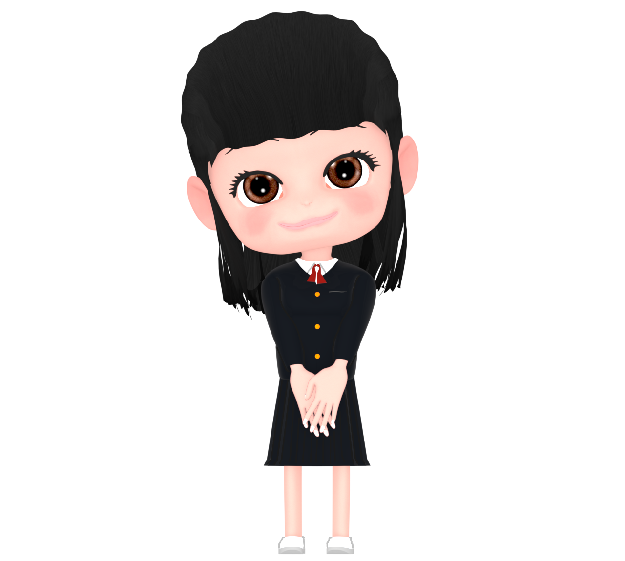 前を向く女子生徒のイラスト