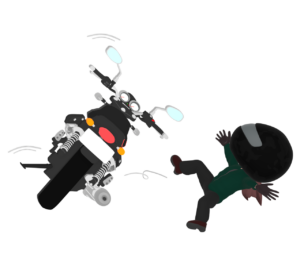 立ちゴケをするライダーのイラスト
