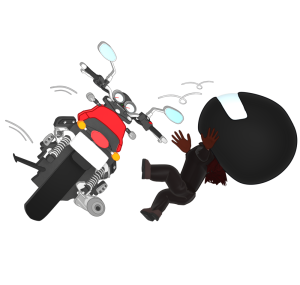 立ちゴケするライダーのイラスト