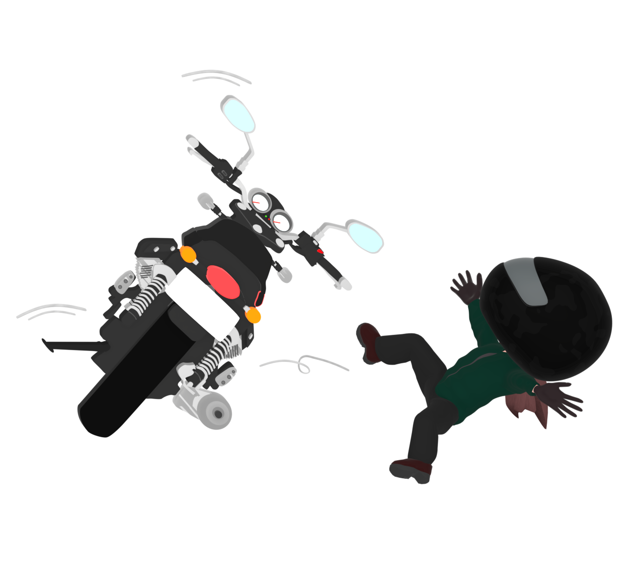 立ちゴケをするライダーのイラスト