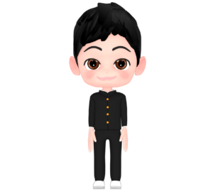 前を見て立つ男子生徒のイラスト