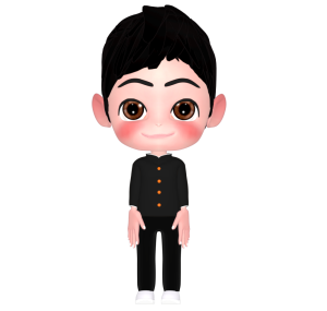 前を見て立つ男子生徒のイラスト